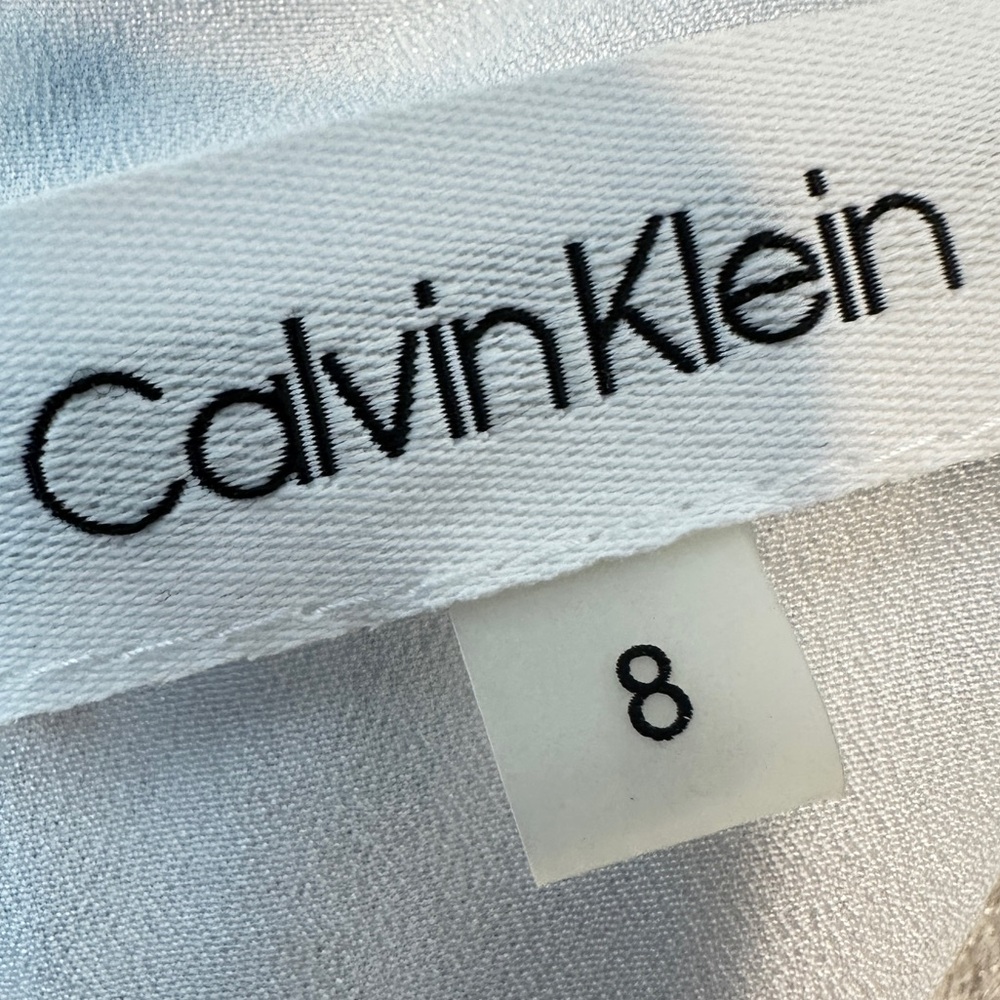 Calvin Klein White and Light Blue Lace Midi Dress - Picture 4 of 11